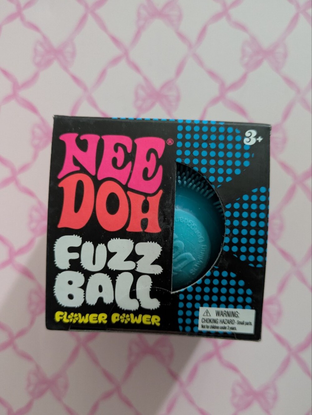 Schylling Nee Doh Fuzz Ball FLOWER POWER, Blue, Squeeze Toy Authentic